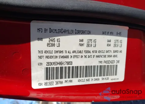 2006 Dodge Charger Rt z USA, uszkodzony, nr VIN 2B3KA53H06H179859